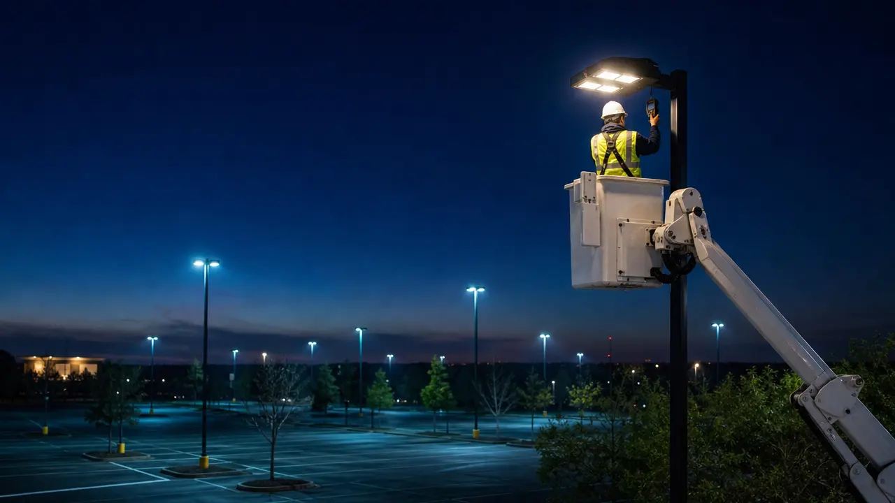 Technical illustration of commercial lighting pole testing