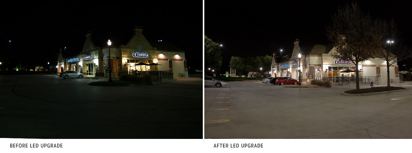  Shopping Center LED Lighting Upgrade Before and After Photos